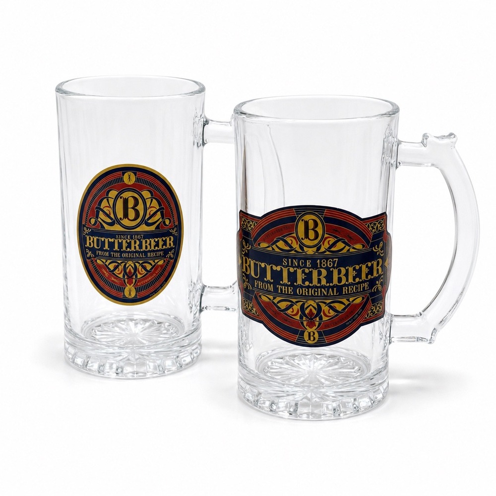 Harry‎ Potter Universal Studios Butterbeer Glass Mugs Set of 2 Different Steins